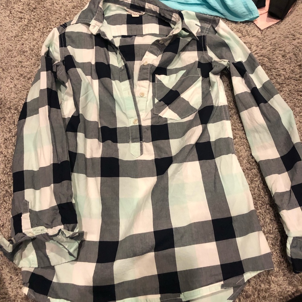 Half button flannel tunic